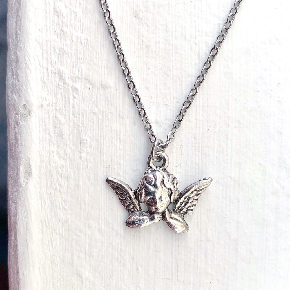 Dainty Antique Angel Pendant Chain Necklace